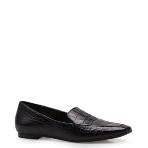 Mocassim Feminino Loafer – Couro Croco Preto