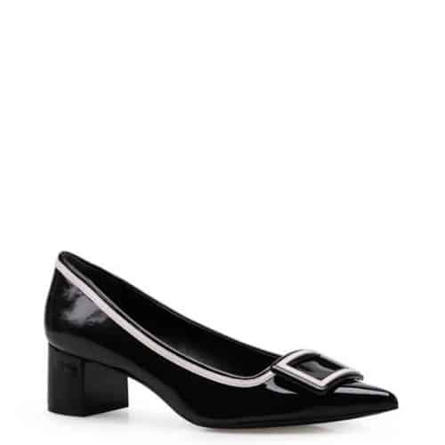 Scarpin Bicolor Verniz Soft – Preto