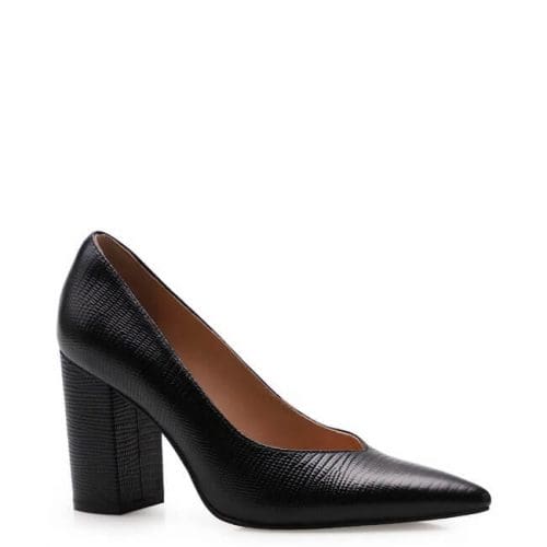 Scarpin Bloco Fachetado – Mini Lezard Preto