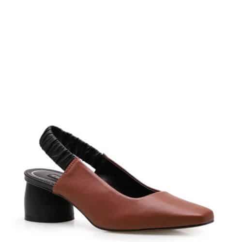 Scarpin Pleated Elastic Slingback – Marrom