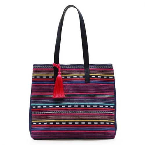 Bolsa Sacola Feminina Bordado – Tecido Azul – UN