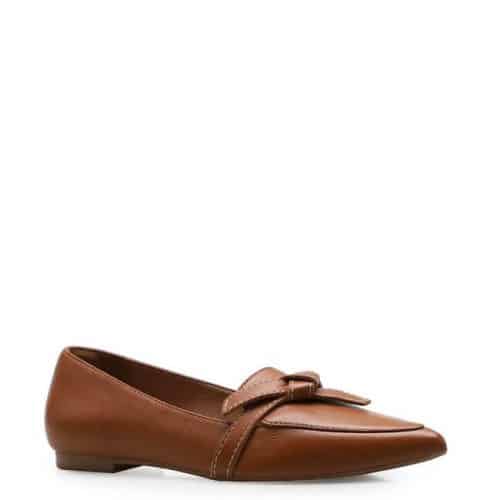 Sapatilha Slipper Pesponto – Couro Marrom