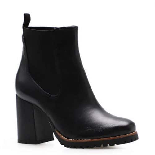 Bota Feminina Knitted – Couro Preto