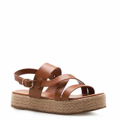 Flatform Strappy – Couro Atanado Marrom