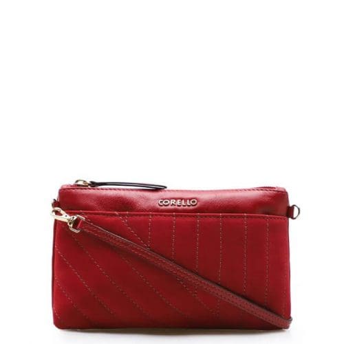 Bolsa Transversal Feminina – Couro Nobuck Vermelho – UN