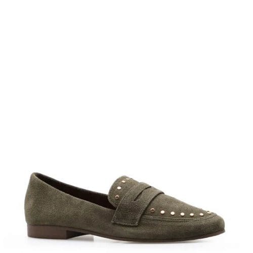 Mocassim Feminino Tachas – Camurça Verde