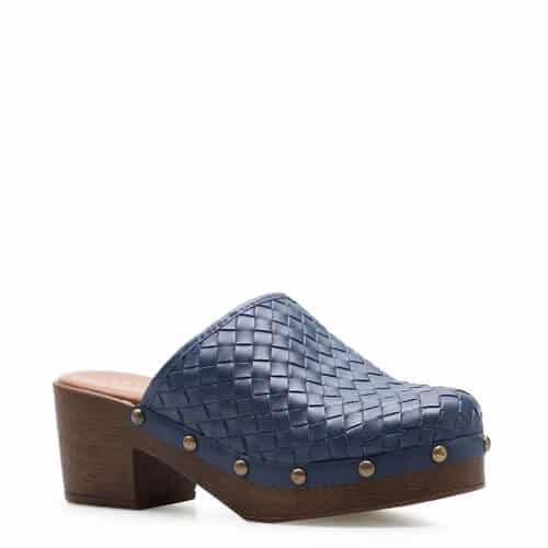 Mule Clog – Couro Tressê Azul