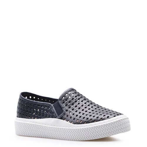 Slip On Feminino Lasercut – Couro Azul