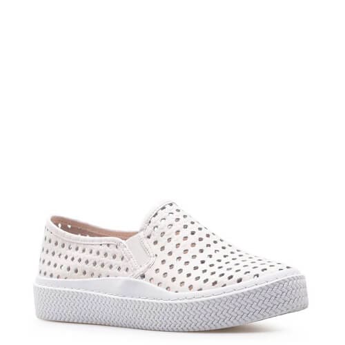 Slip On Feminino Lasercut – Couro Branco