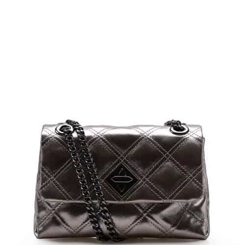 Bolsa De Ombro Alessa – Couro Prata Velho – UN