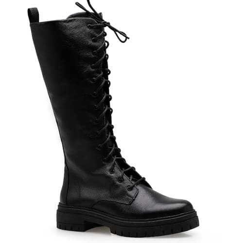 Bota Coturno High Liana – Couro Preto