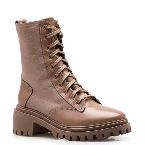 Bota Coturno Cora – Couro Bege