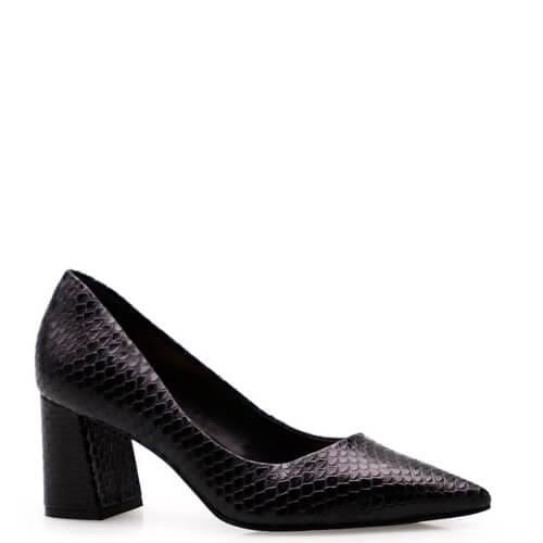 Scarpin Basic Pointed Pump – Couro Python Preto