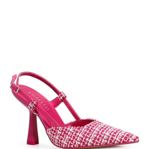 Scarpin Slingback – Tweed Rosa