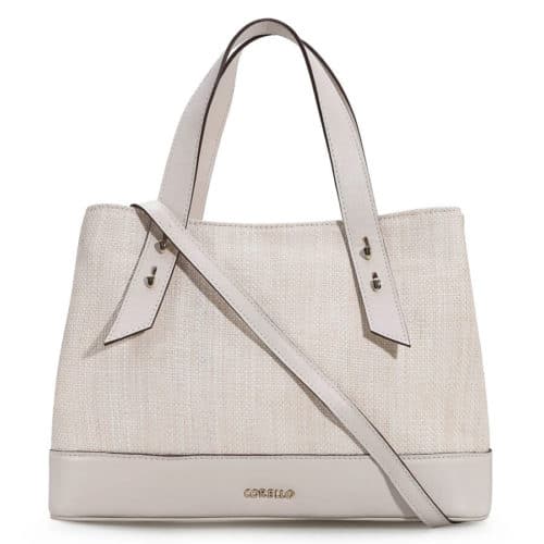 BOLSA TOTE RÁFIA/COURO OFF WHITE