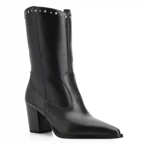 Bota Western Rebites Couro Preto