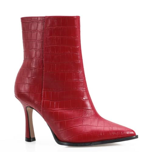 Bota Croco Couro Vermelho