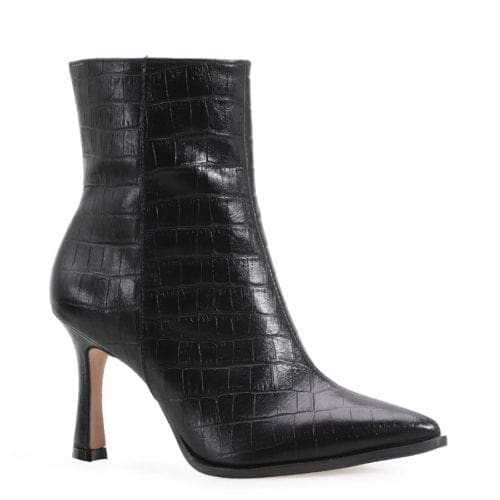 Bota Croco Couro Preto