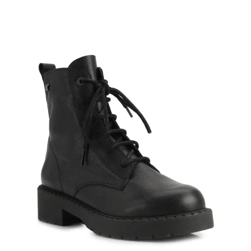 Bota Coturno Couro Preto