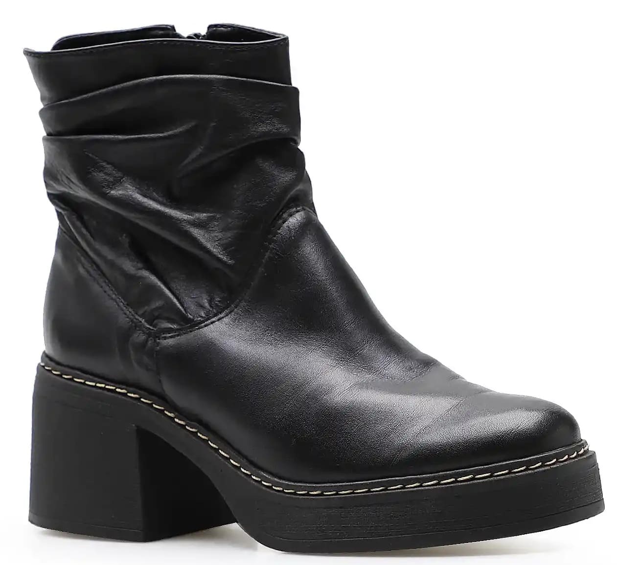 Bota Draped Couro Preto
