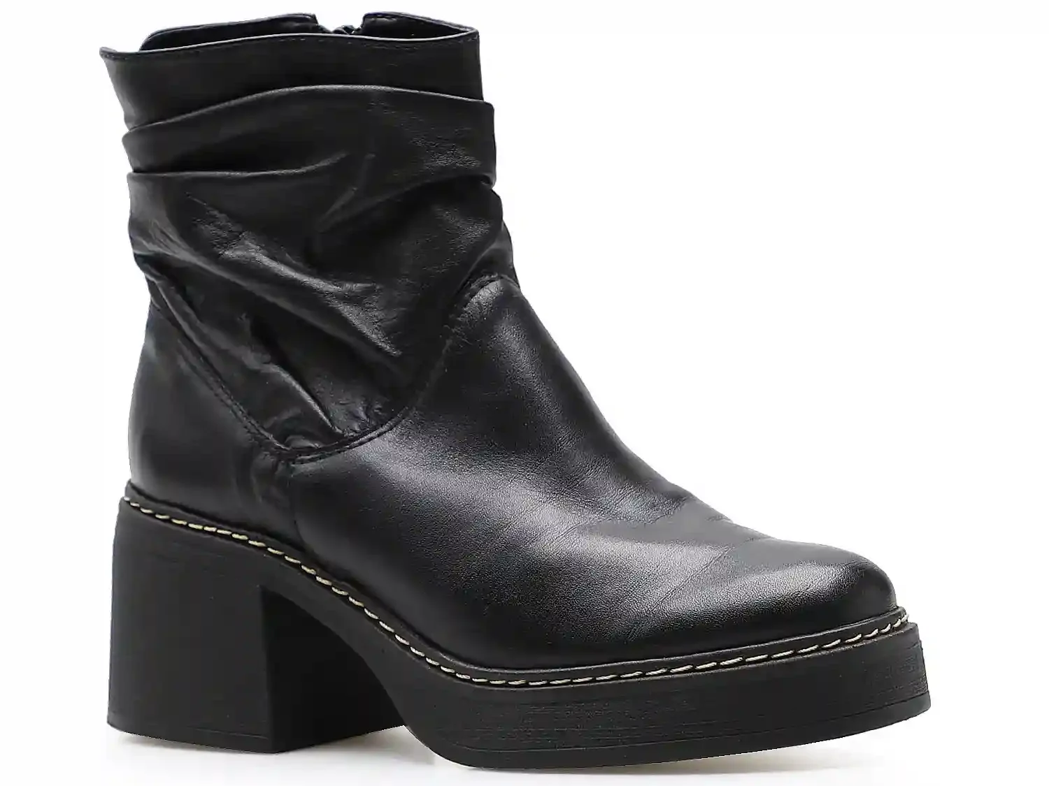 Bota Draped Couro Preto
