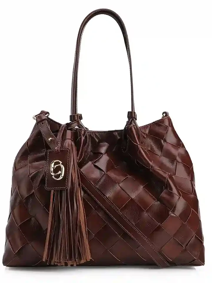 Bolsa Tote Tressê Couro Marrom