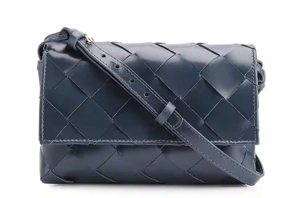 Bolsa Transversal Tressê Couro Azul