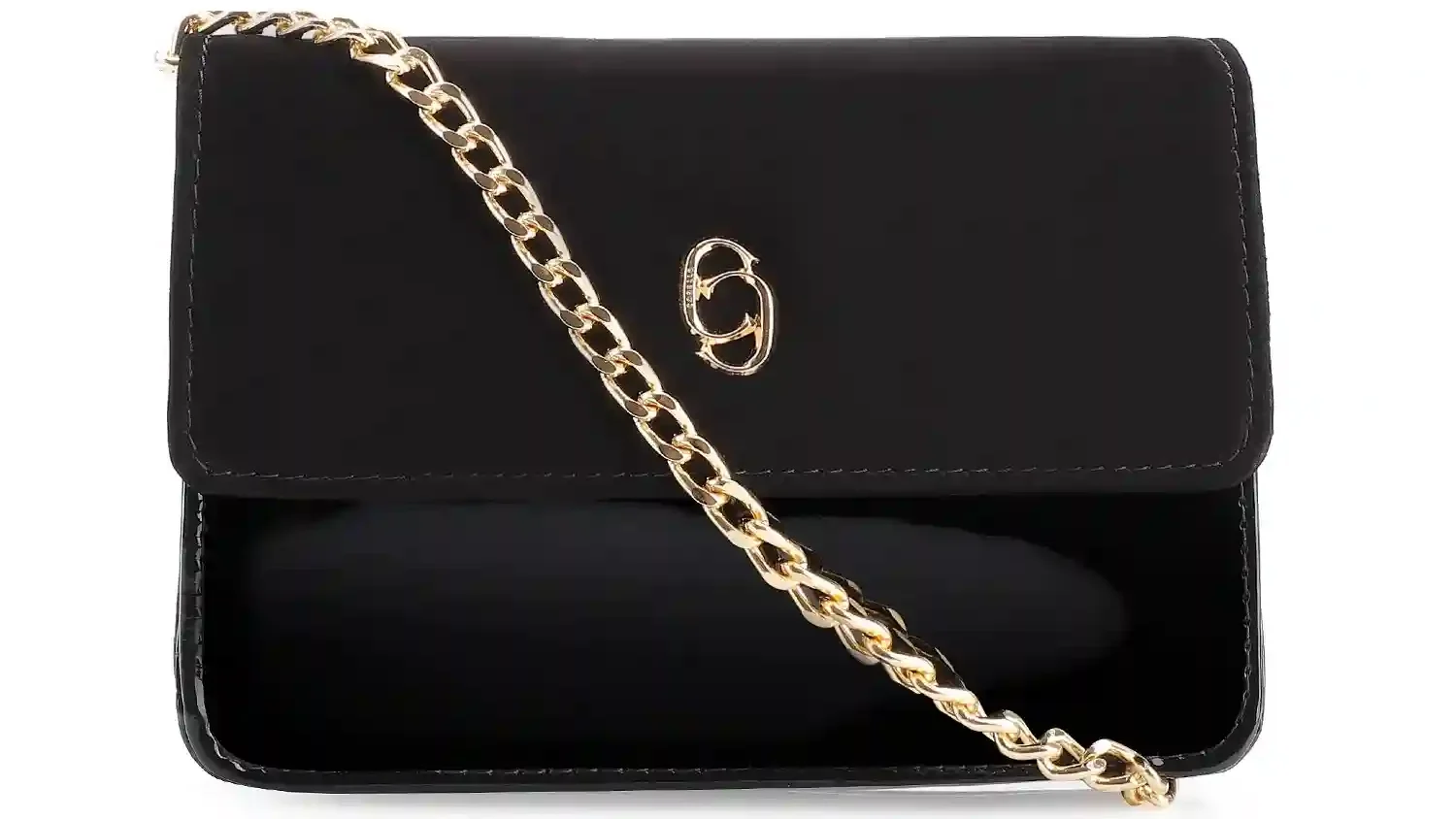 Bolsa Transversal Verniz Preto/Nobuck Preto
