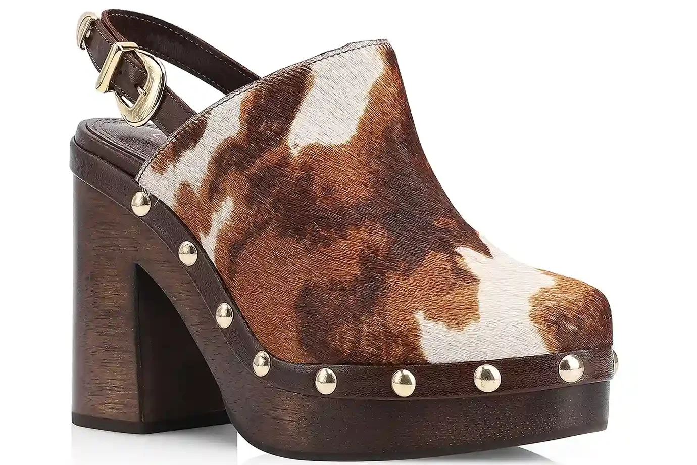 Sandália Clog Couro Pelo Vaca