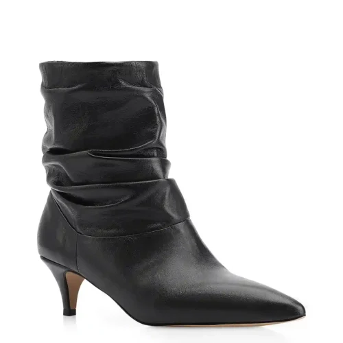 Bota Franzida Couro Preto
