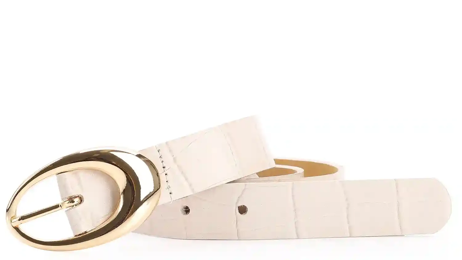 Cinto Couro Croco Off White
