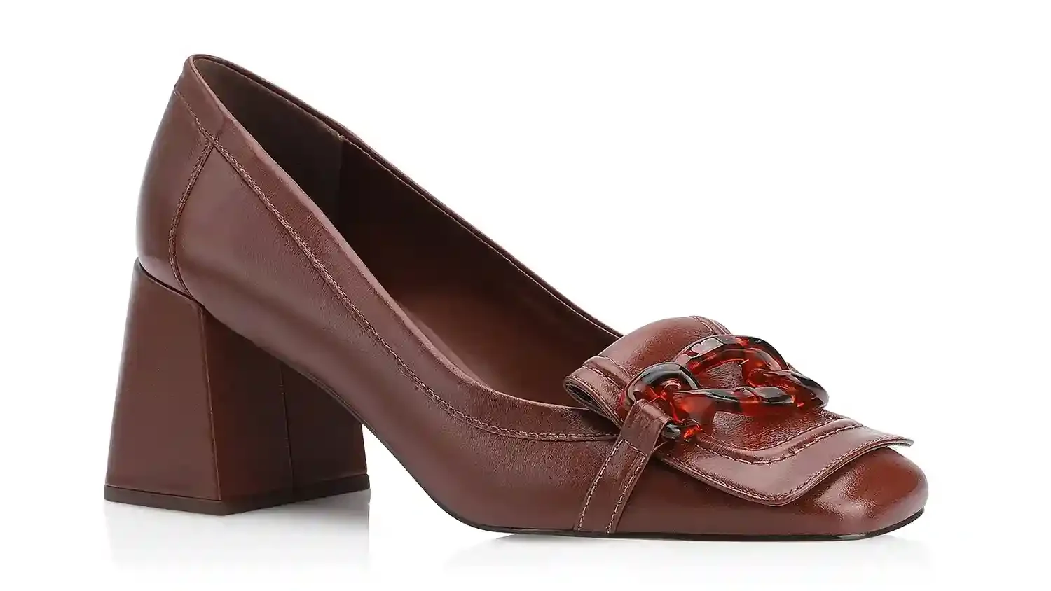 Scarpin Bridão Couro Marrom