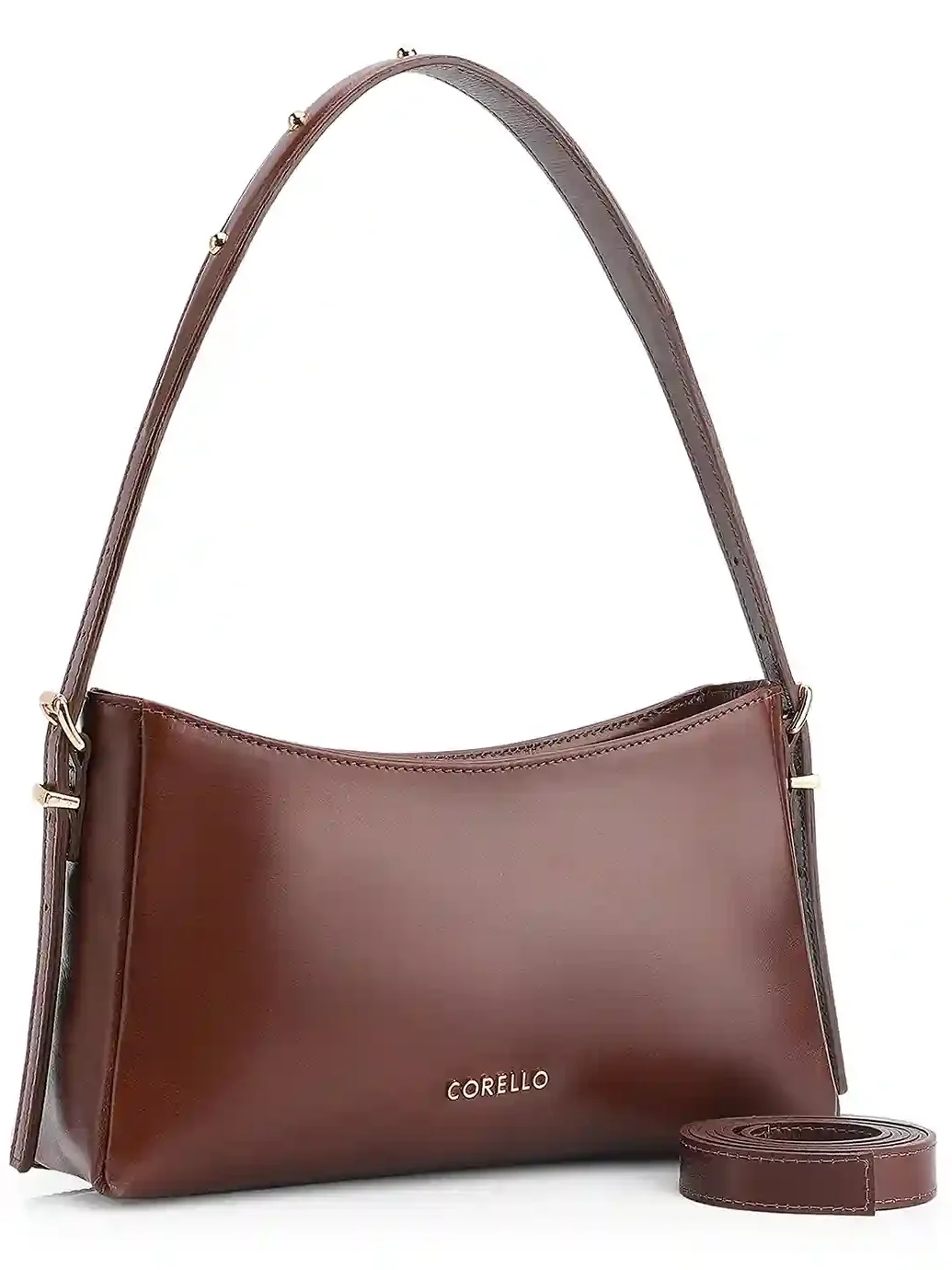 Bolsa De Ombro Rebites Couro Marrom

