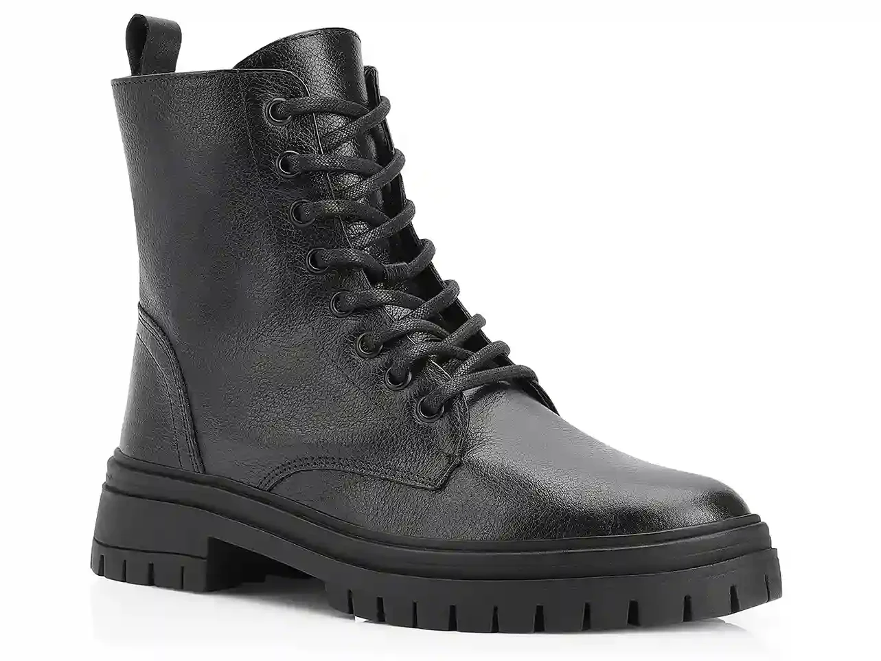 Bota Coturno Couro Preto Tratorada