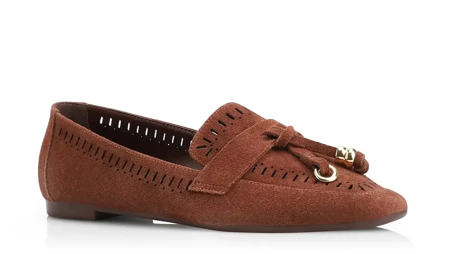 Mocassim Laser Cut Couro Camurça Marrom