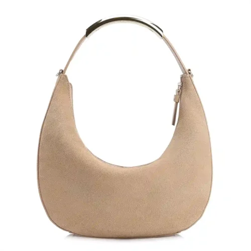 Bolsa De Mão Couro Camurça/Couro Bege
