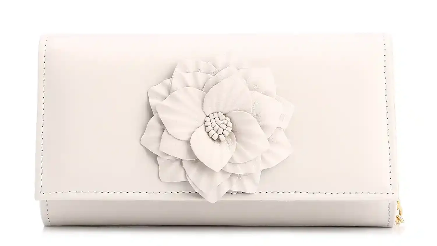 Clutch Flor Couro Off White
