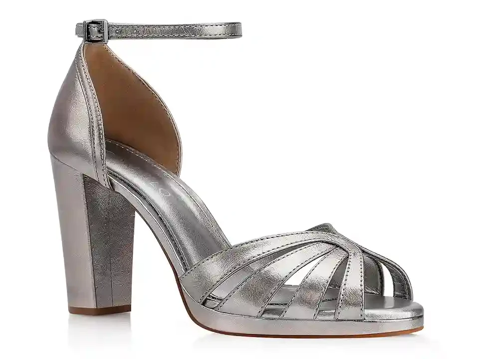 Peep Toe Couro Prata
