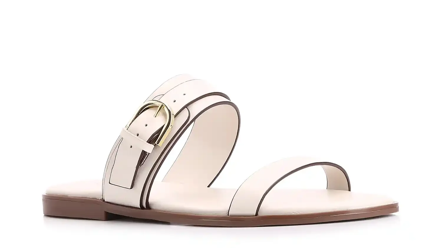 Rasteirinha Fivela Couro Off White
