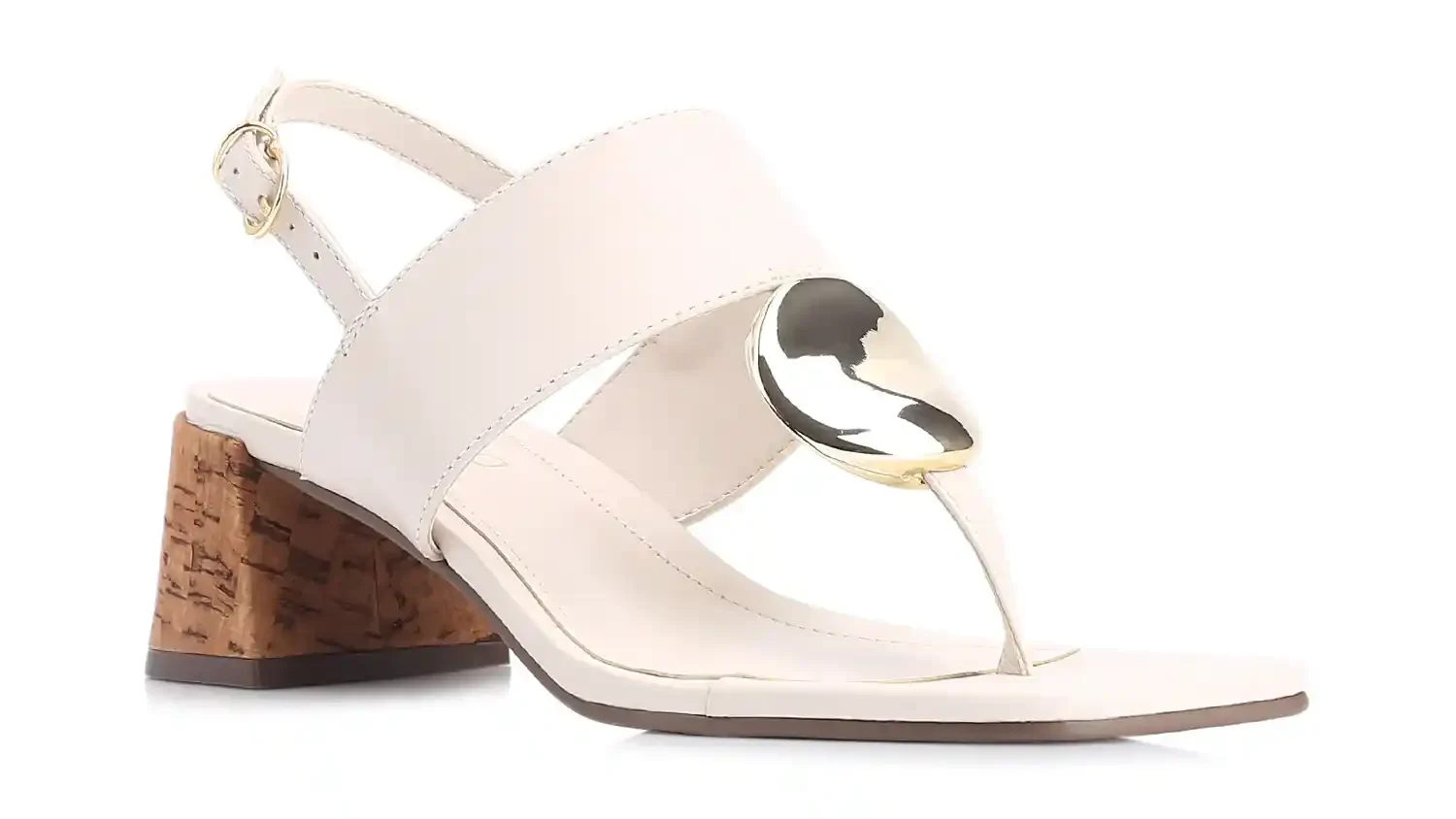 Sandália Cortiça Couro Off White
