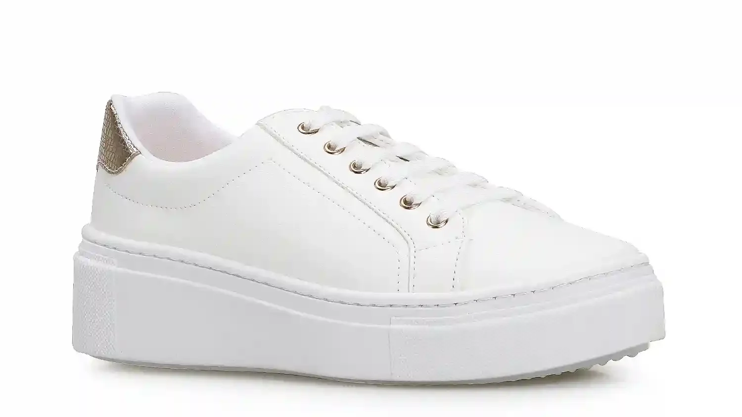 Tênis Flatform Alt Branco/Dourado
