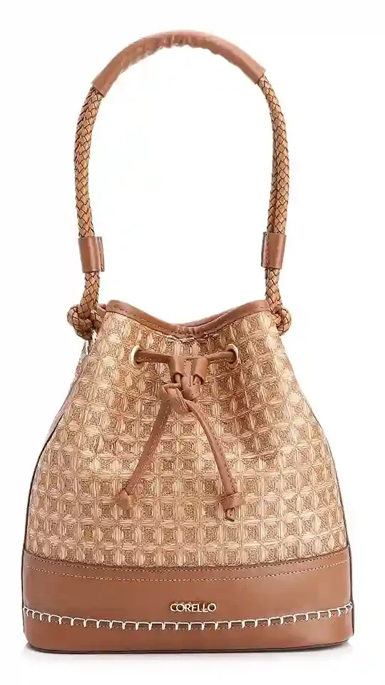 Bolsa De Ombro Bucket Ráfia Marrom