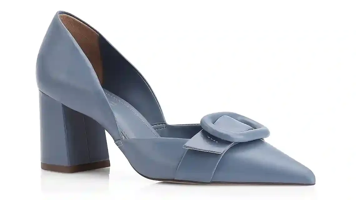 Scarpin Fivela Couro Azul