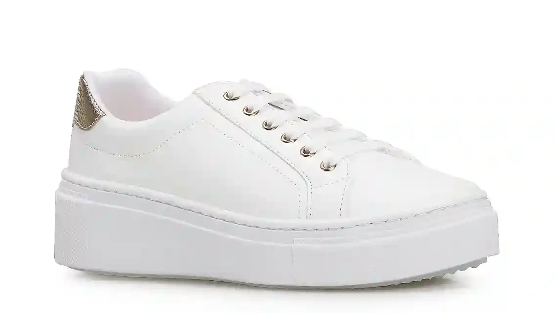 Tênis Flatform Alt Branco/Dourado
