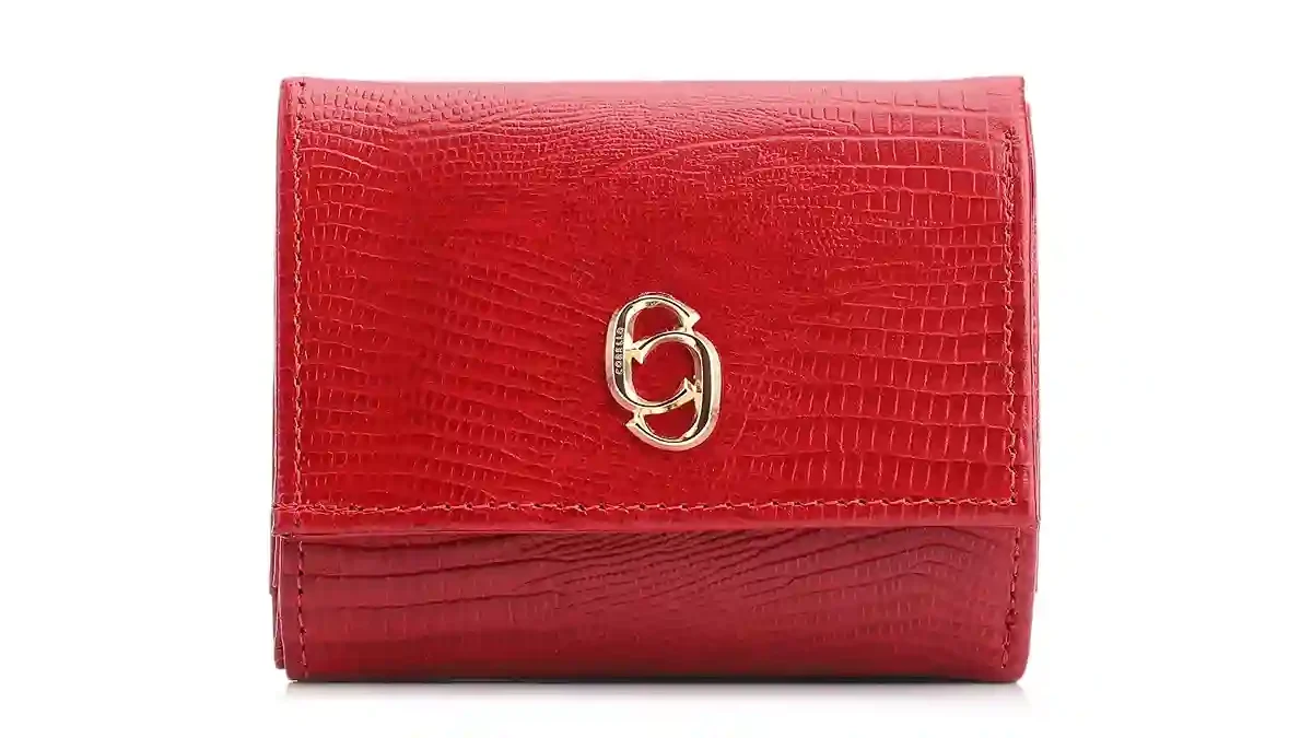 Carteira Couro Lezard Vermelho
