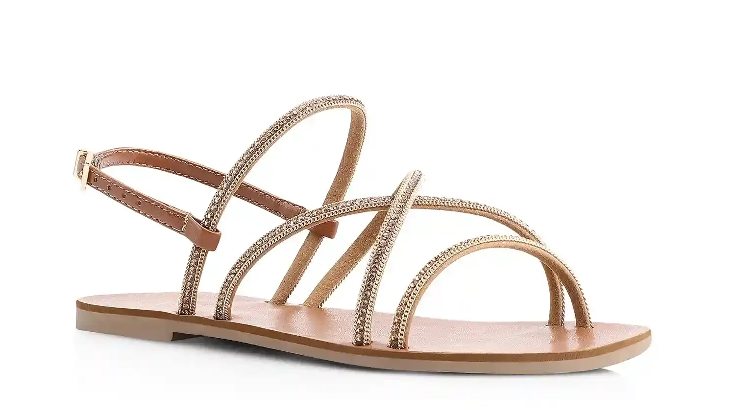 Rasteirinha Strass Alt Marrom/Dourado
