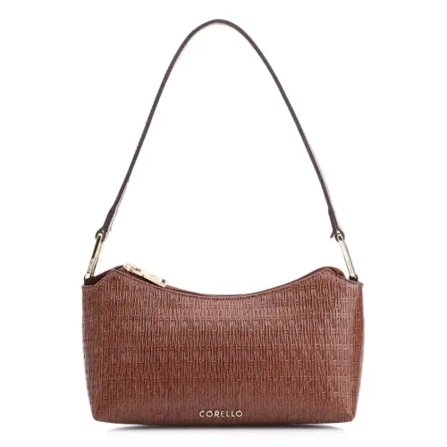 Bolsa De Ombro Tramado Couro Marrom