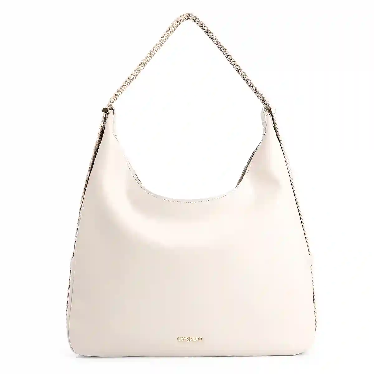 Bolsa Hobo Alça Tramada Couro Off White