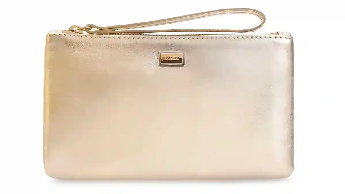 Bolsa Pequena Couro Dourado