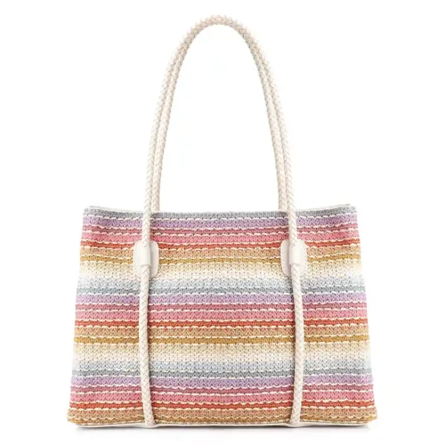 Bolsa Tote Ráfia Multicolor/Alt Off White